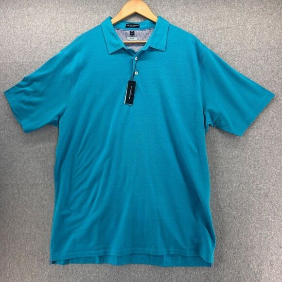 NWT Peter Millar Size 2XL Blue Polo Shirt Cotton Blend Perfect Pique Tee Men's - Picture 1 of 11